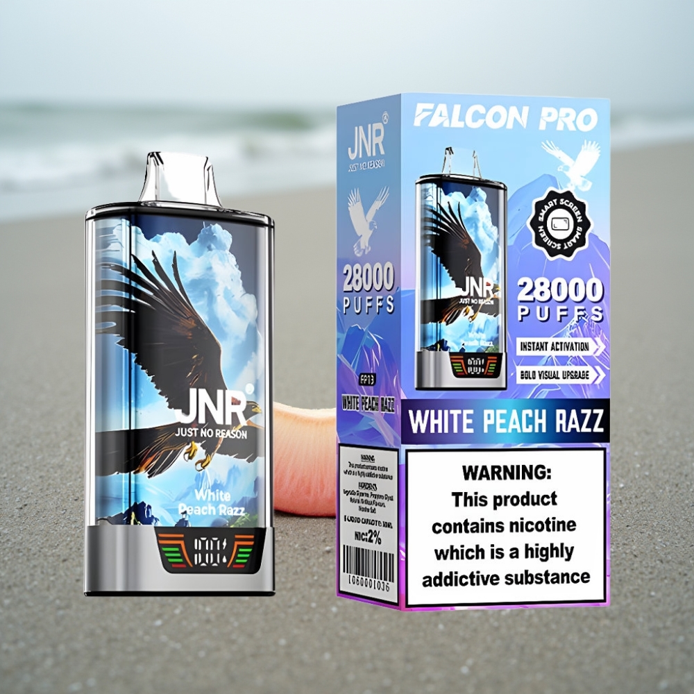 JNR Falcon Pro 28000 30ml Biała Brzoskwinia Razz Smart Display Dual Mesh USB-C