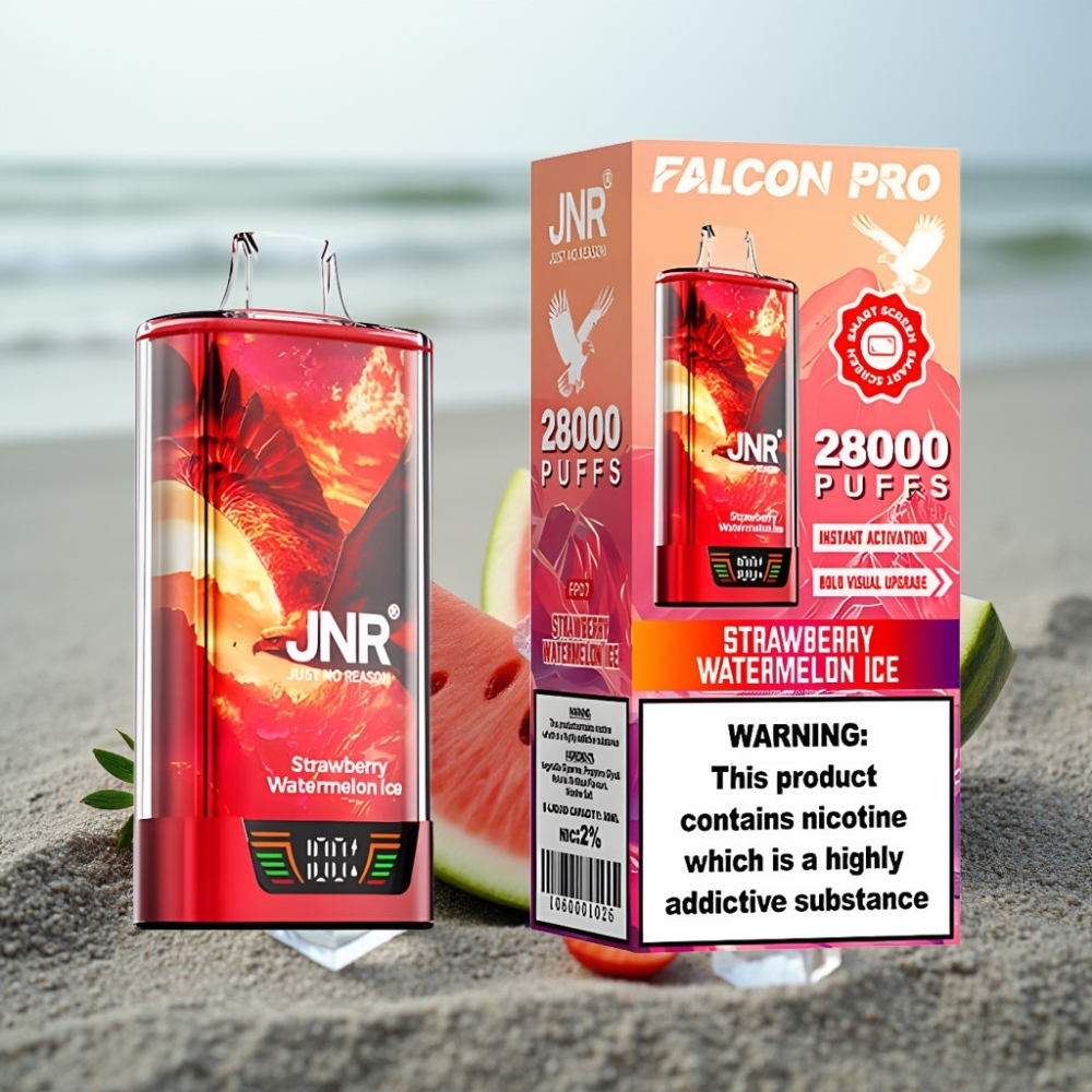 JNR Falcon Pro 28000 Disposable Vape Truskawka Arbuz Lód 30ml 950mAh Dual Mesh USB-C