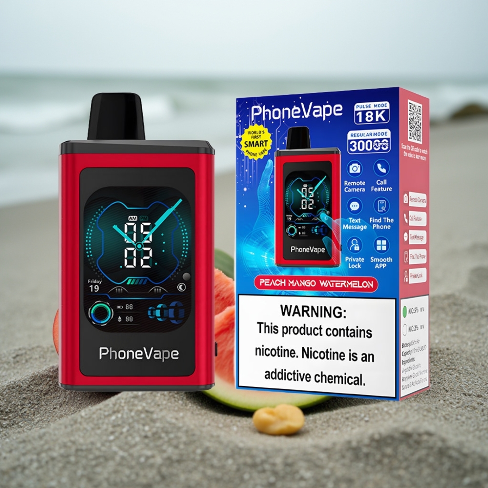 JNR PhoneVape 30000 puffs Jednorazowy E-papieros Brzoskwinia Mango Arbuz z Baterią 850mAh Trybem Turbo i Ekranem