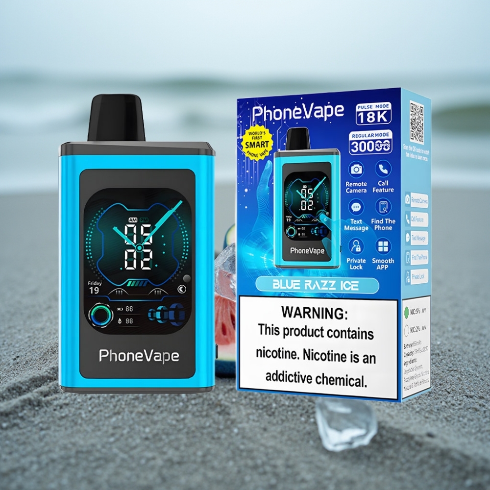 JNR PhoneVape 30000 zaciągnięć Jednorazowy E-papieros Blue Razz Ice 850mAh Turbo Aplikacja