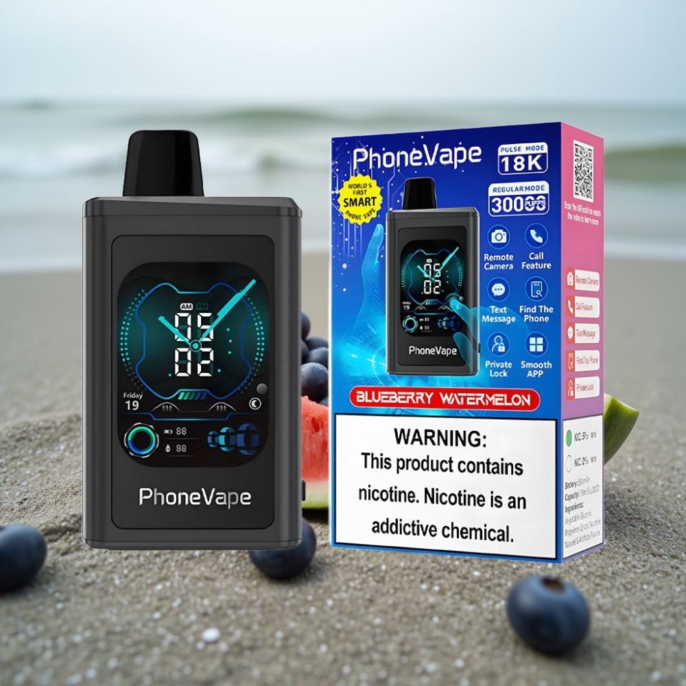 JNR PhoneVape 30000 zaciągnięć Jednorazowy E-papieros Borówka Arbuz 850mAh Turbo Aplikacja