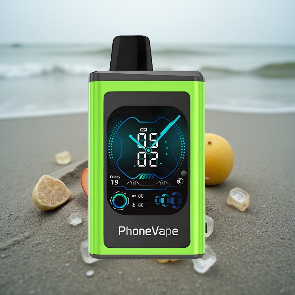 JNR PhoneVape 30000 zaciągnięć Jednorazowy E-papieros Kwaśne Jabłko z Lodem 850mAh Turbo Aplikacja
