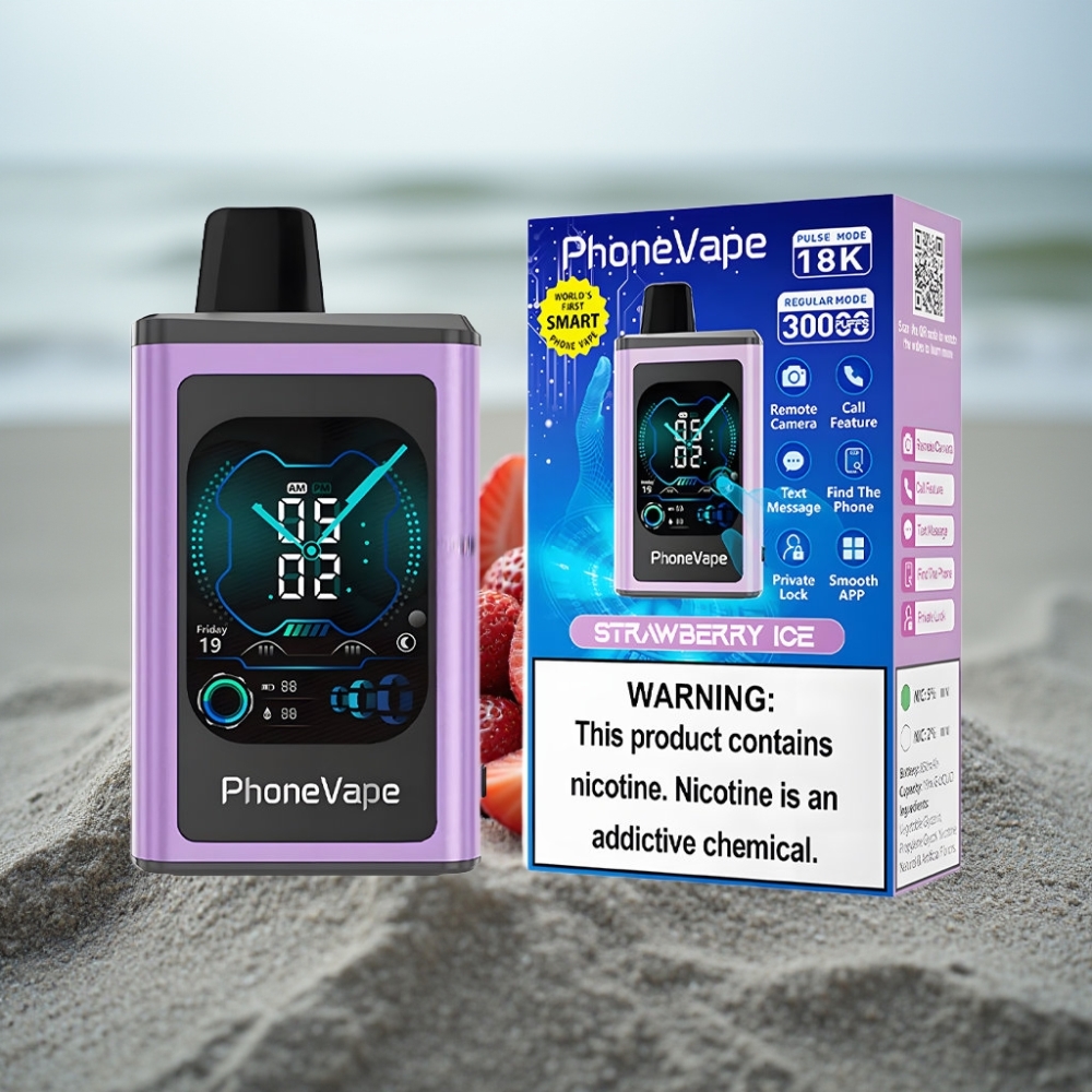 JNR PhoneVape 30000 zaciągnięć Jednorazowy E-papieros Truskawkowy Lód 850mAh Turbo Tryb Aplikacja