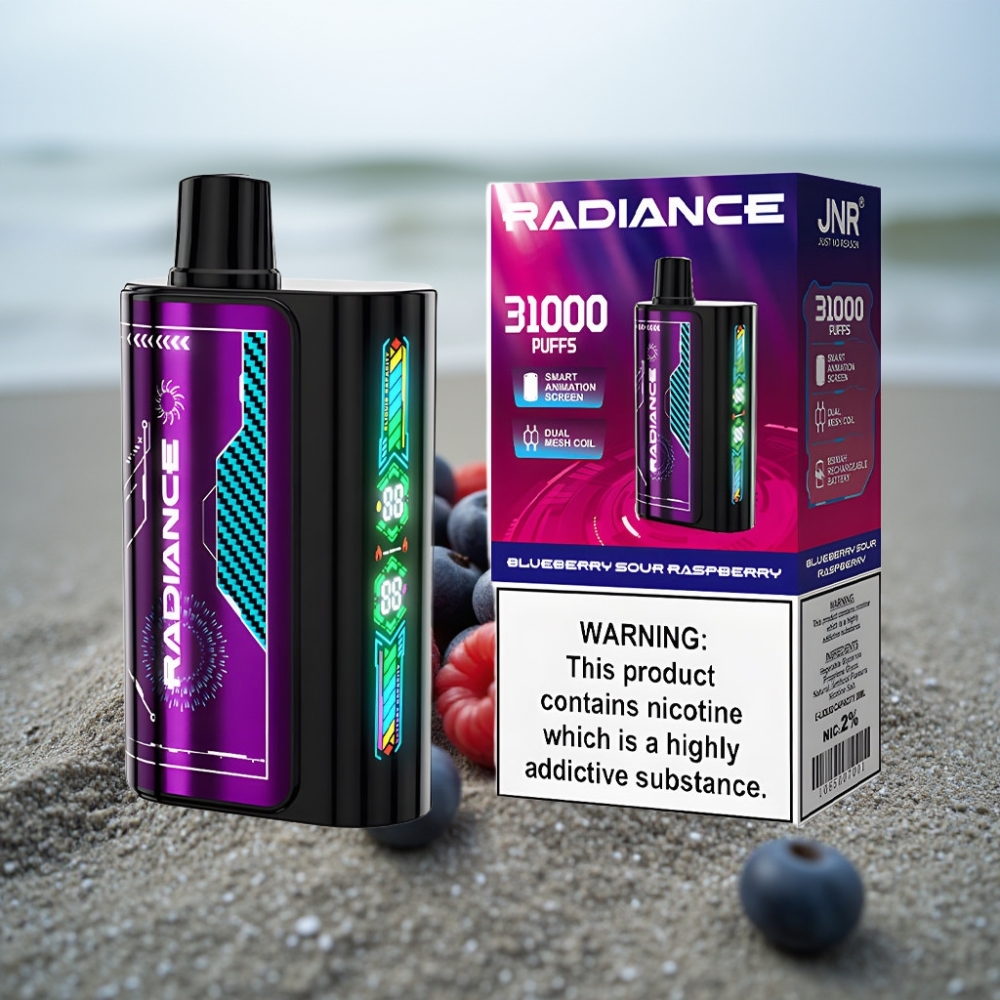JNR Radiance 31000 Puffs 28ml Dual Mesh Ekran Smart JAGODA KWAŚNA MALINA
