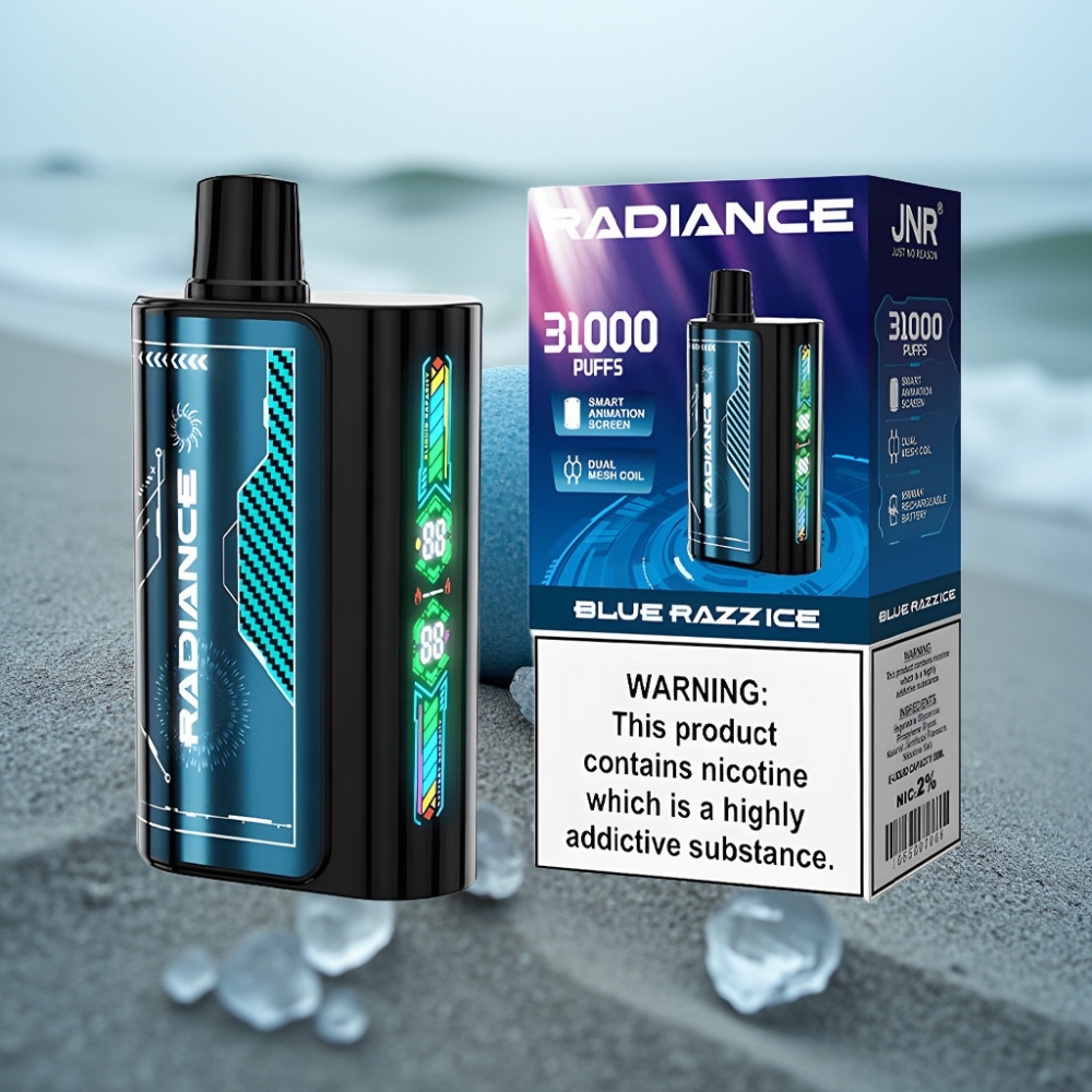 JNR Radiance 31000 Puffs Dual Mesh Smart Screen Type-C LODOWY BLUE RAZZ