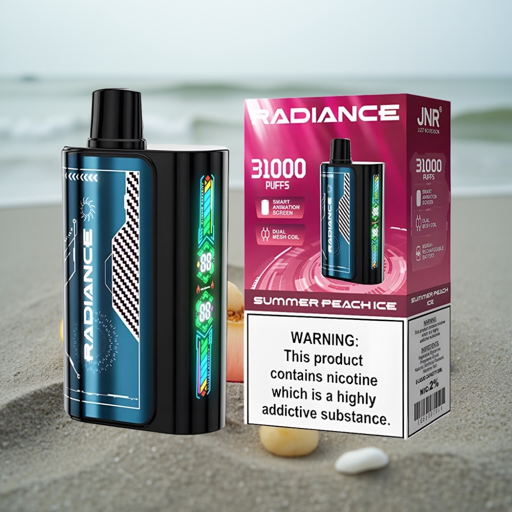 JNR Radiance 31000 Puffs Jednorazowe E-papierosy LETNIA BRZOSKWINIA LÓD 28ml Dual Mesh Coil Typ-C
