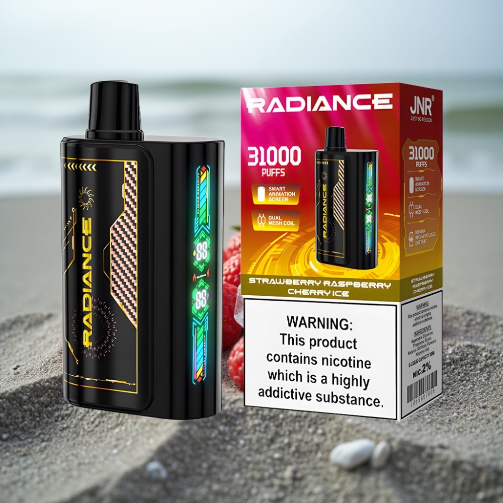 JNR Radiance 31000 Puffs Mrożąca Truskawka Malina Wiśnia Ekran Dual Mesh Typ-C