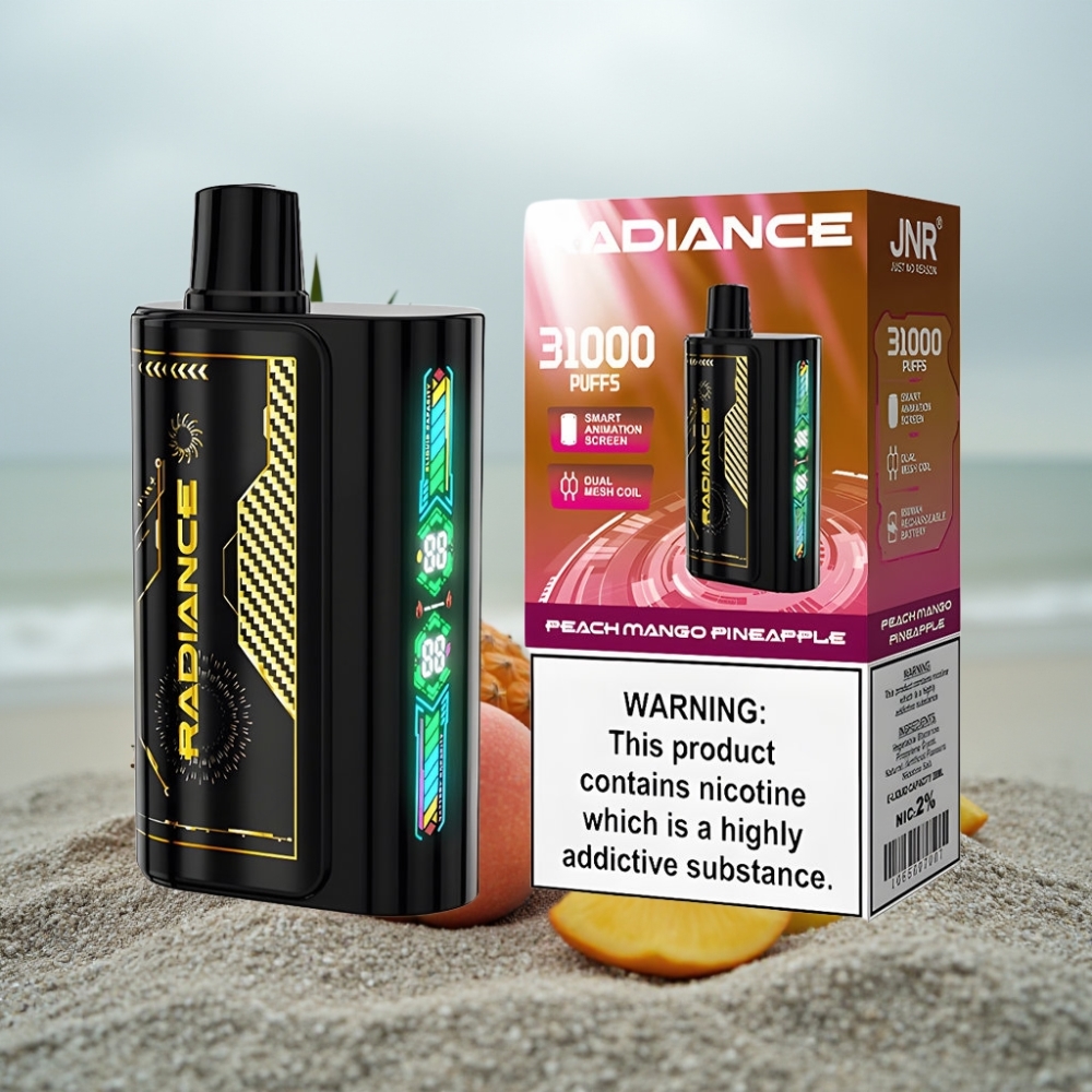 JNR Radiance 31000 Pufów Jednorazowy E-papieros BRZOSKWINIA MANGO ANANAS 28ml Dual Mesh Coil 950 mAh