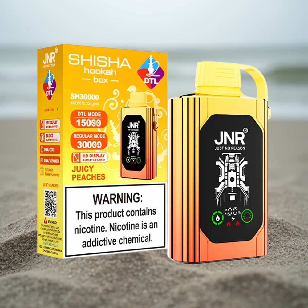 JNR Shisha Hookah Box 20500 Puffs HD Display 1000mAh 25ml Dual Mesh Coil Type-C Sokute Brzoskwinie