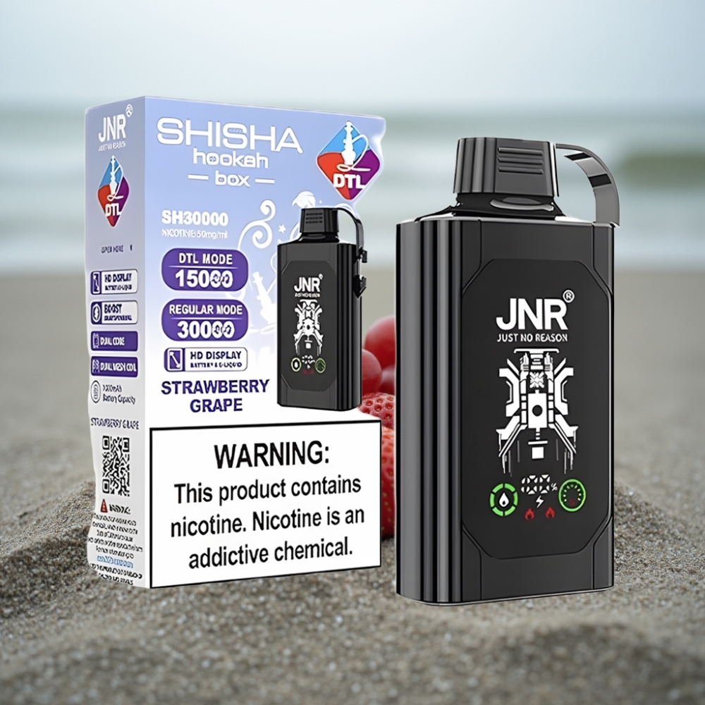 JNR Shisha Hookah Box 20500 Puffs HD Display 1000mAh 25ml Dual Mesh Coil Type-C Truskawka Winogrono
