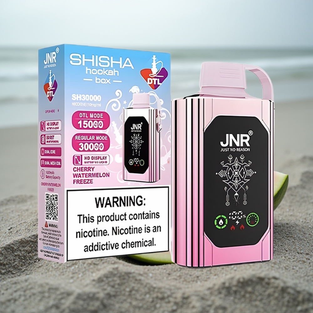 JNR Shisha Hookah Box 20500 Puffs HD Display 1000mAh 25ml Dual Mesh Coil Type-C Wiśnia Arbuz Mrożony
