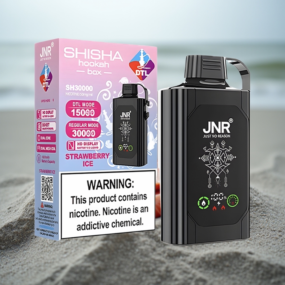 JNR Shisha Hookah Box 20500 Puffs HD Display Truskawkowy Lód Dual Mesh Coil Type-C