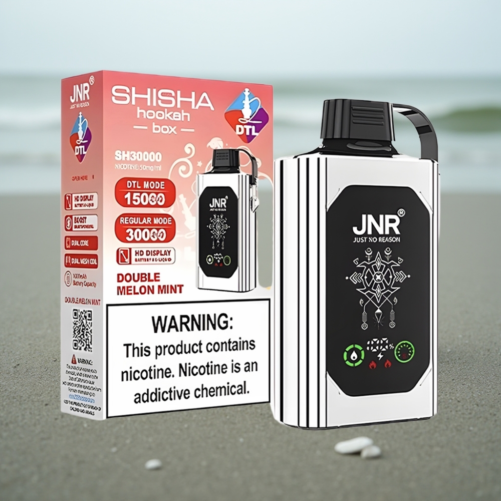 JNR Shisha Hookah Box 20500 Puffs Podwójny Melon Mięta HD Display 1000mAh 25ml Dual Mesh Coil Type-C