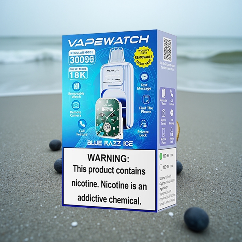 JNR VapeWatch 30000 Puffs Jednorazowy E-papieros Lód z Niebieską Maliną 1000mAh 19mL 5 nikotyny Dual Mesh Coil