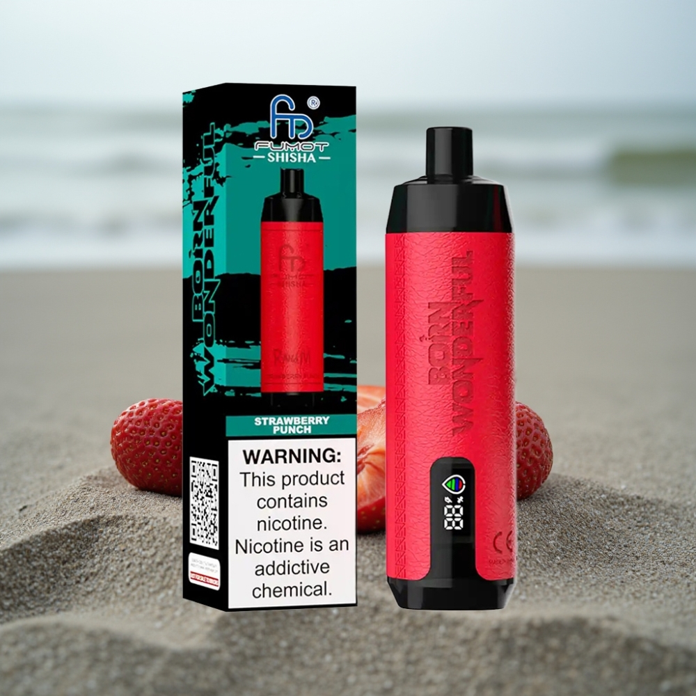 RandM Fumot Shisha 10000 Puffs 18ml Truskawkowy Punch Typ-C 850mAh 05 Nikotyny