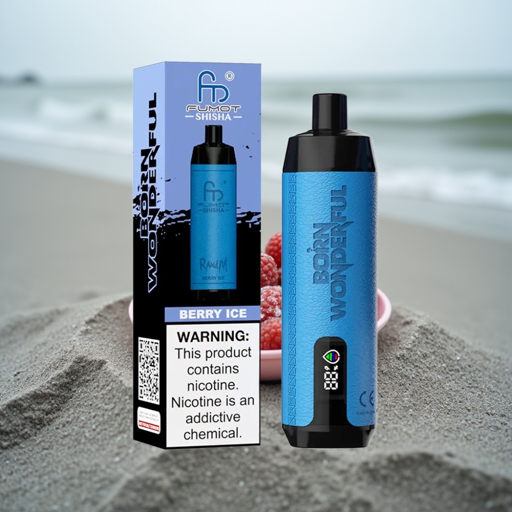 RandM Fumot Shisha 10000 Puffs LED 18ml Jagodowy Lód Typ-C 850mAh