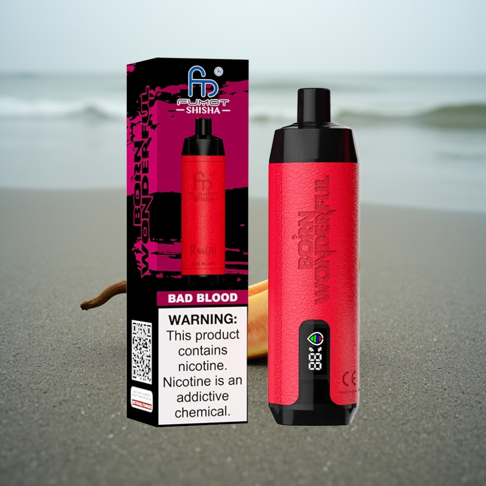 RandM Fumot Shisha 10000 Puffs LED Typ-C 18ml Zły Krew