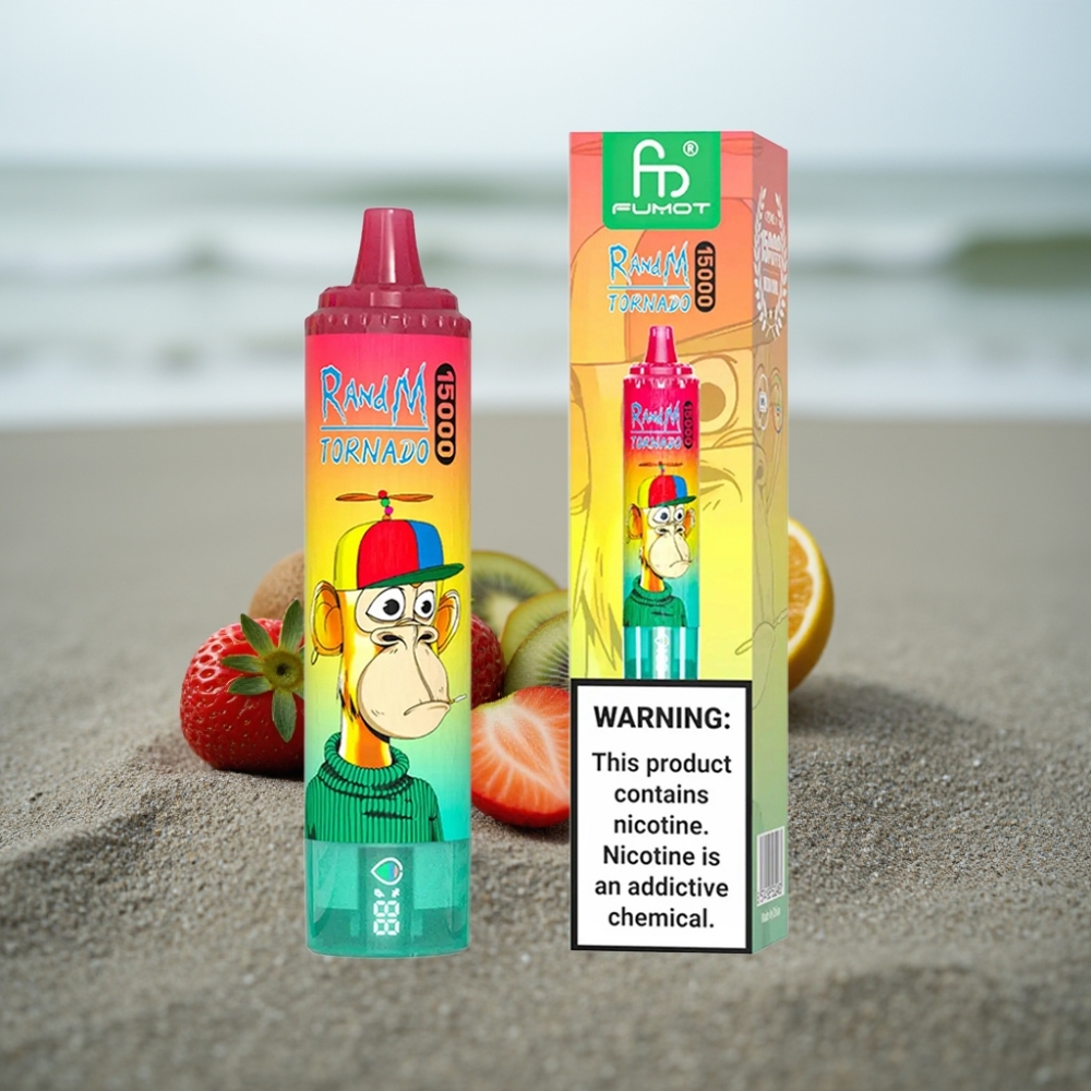 RandM Fumot Tornado 15000 Puffs 25ml 850mAh LCD Typ-C Smak Truskawka-Kiwi
