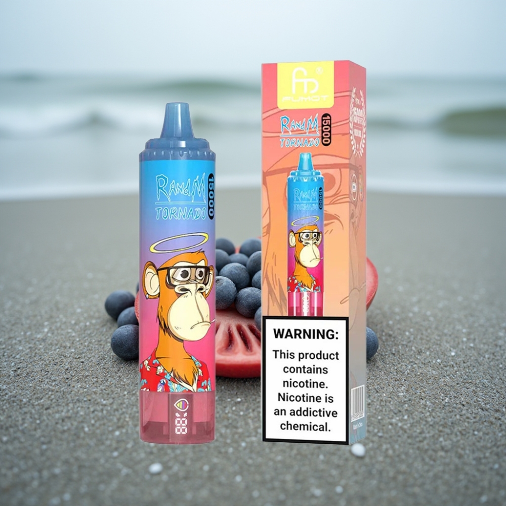 RandM Fumot Tornado 15000 Puffs 25ml 850mAh Mesh Blue Razz Wiśnia Typ-C LCD