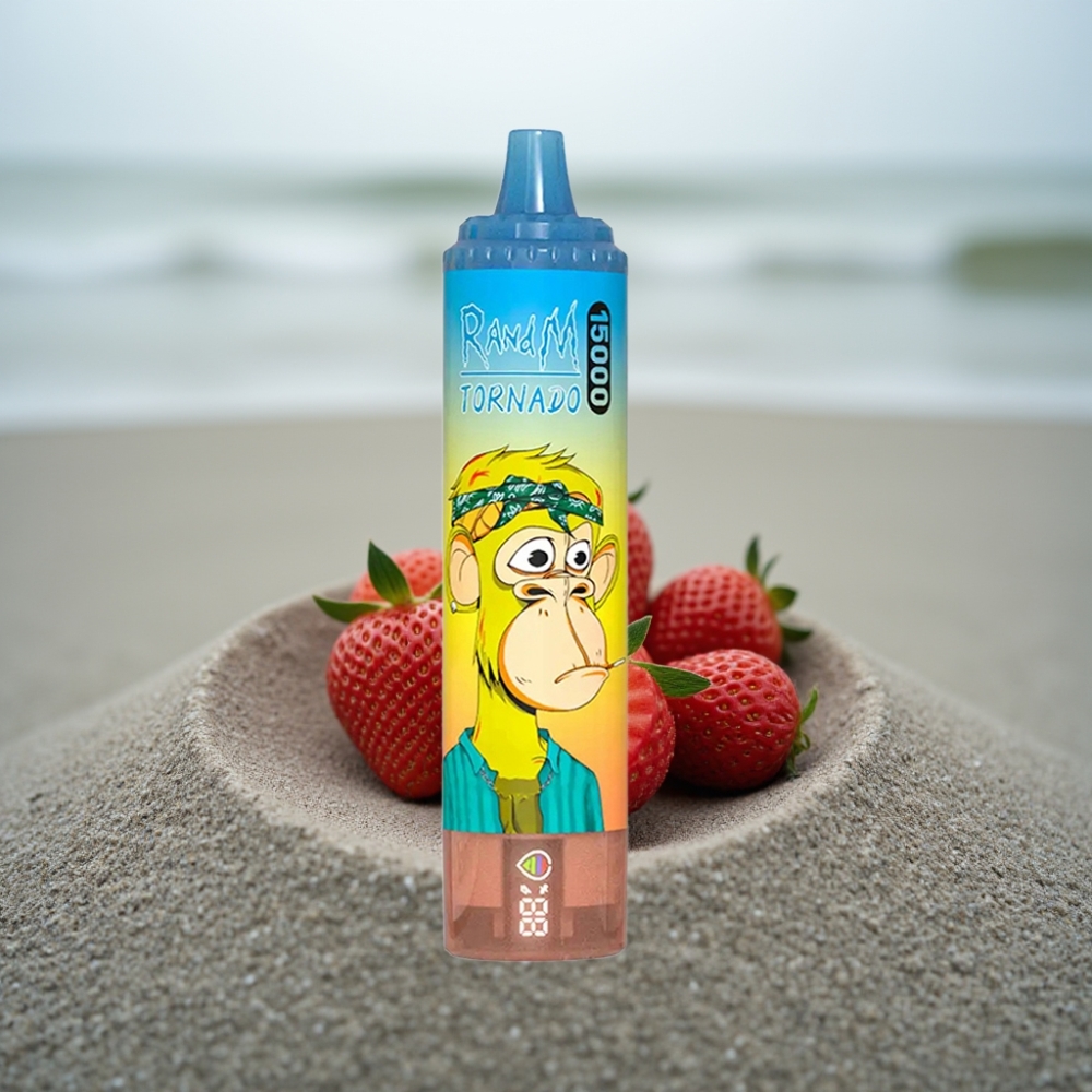 RandM Fumot Tornado 15000 Puffs 25ml 850mAh Typ-C Ekran LCD Truskawka