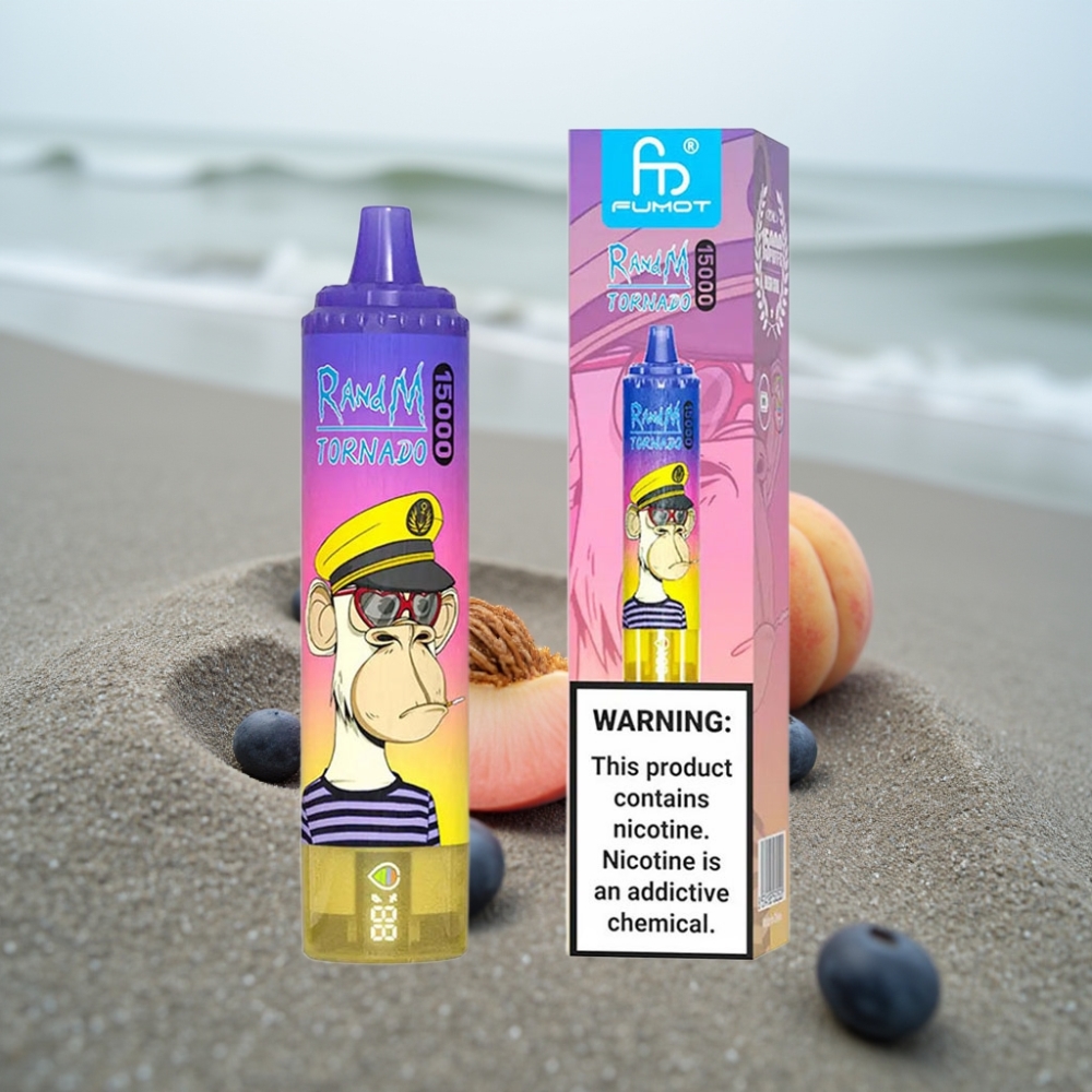 RandM Fumot Tornado 15000 Puffs 25ml 850mAh Typ-C LCD Brzoskwiniowo-Jagodowy Cukier