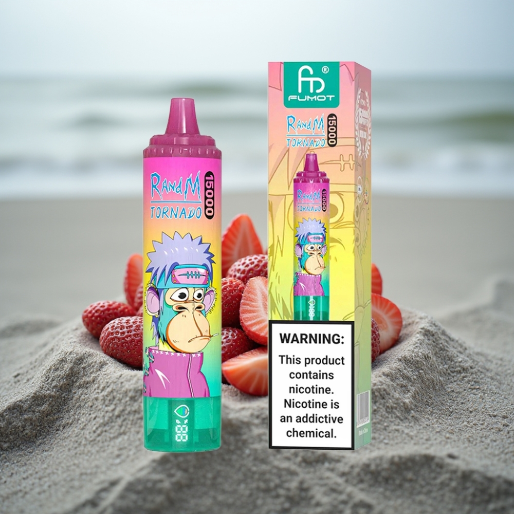 RandM Fumot Tornado 15000 Puffs 25ml 850mAh Typ-C LCD Truskawkowy Lód