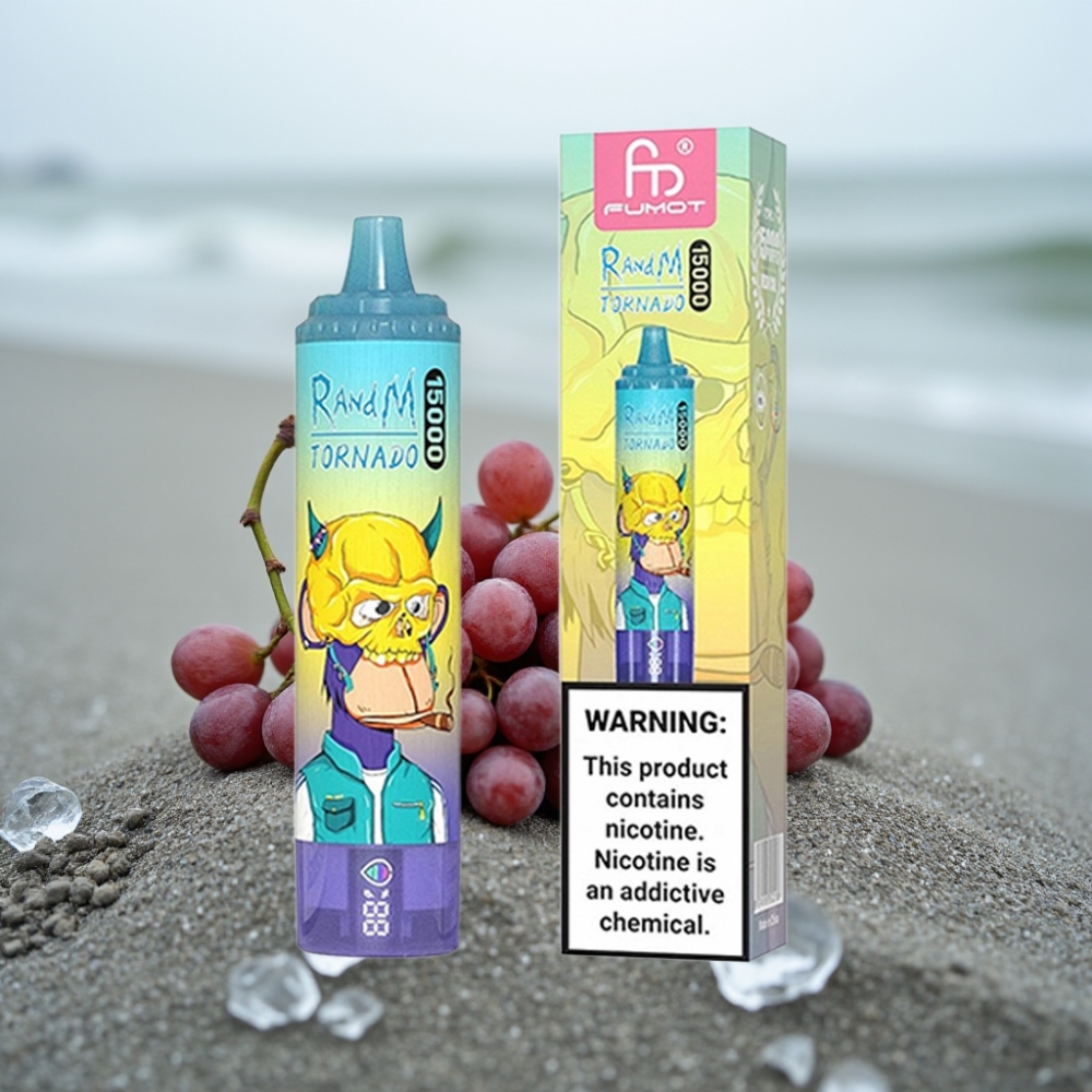 RandM Fumot Tornado 15000 Puffs 25ml 850mAh Typ-C Mesh 09 Ohm Lód Winogronowy