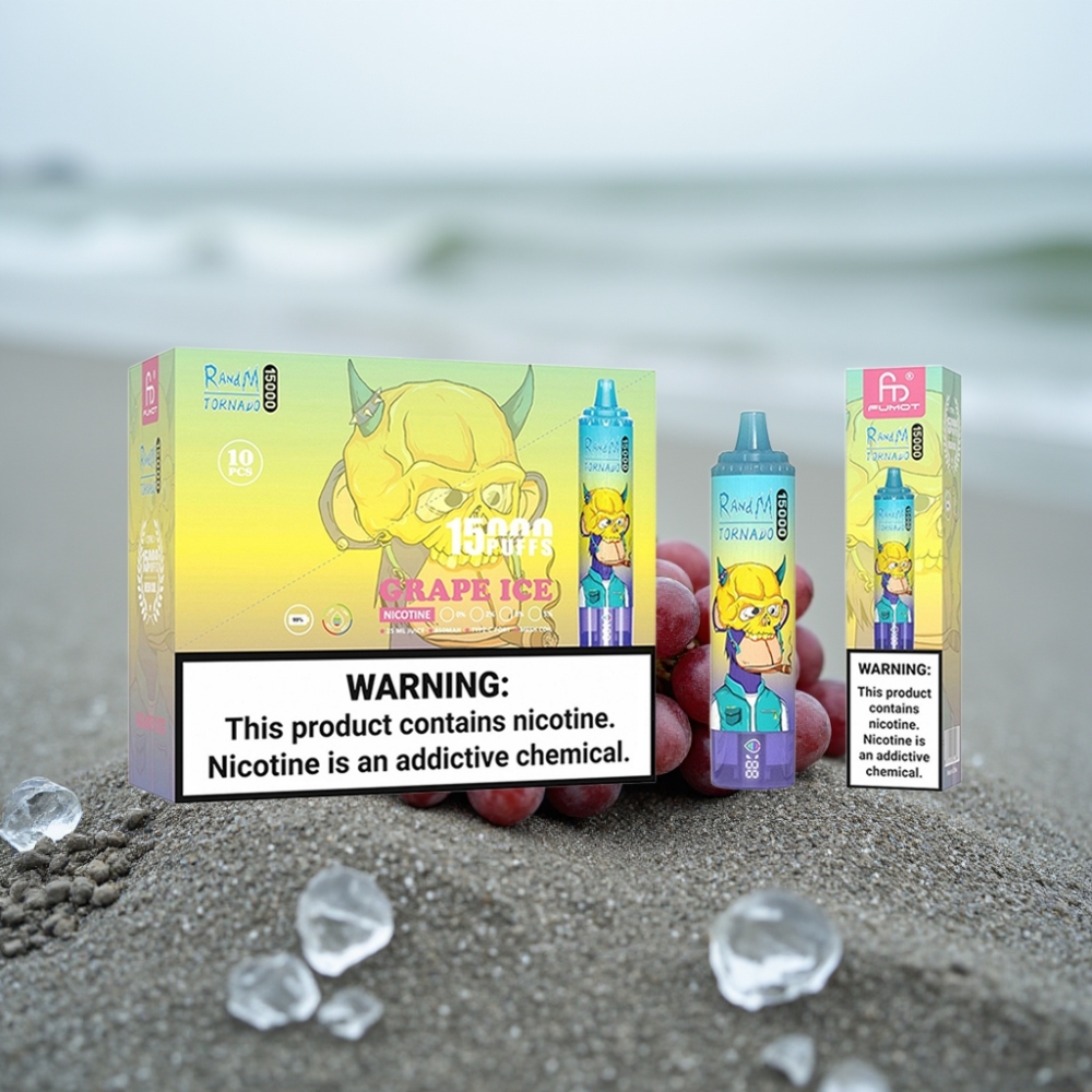 RandM Fumot Tornado 15000 Puffs 25ml 850mAh Typ-C Mesh 09 Ohm Lód Winogronowy