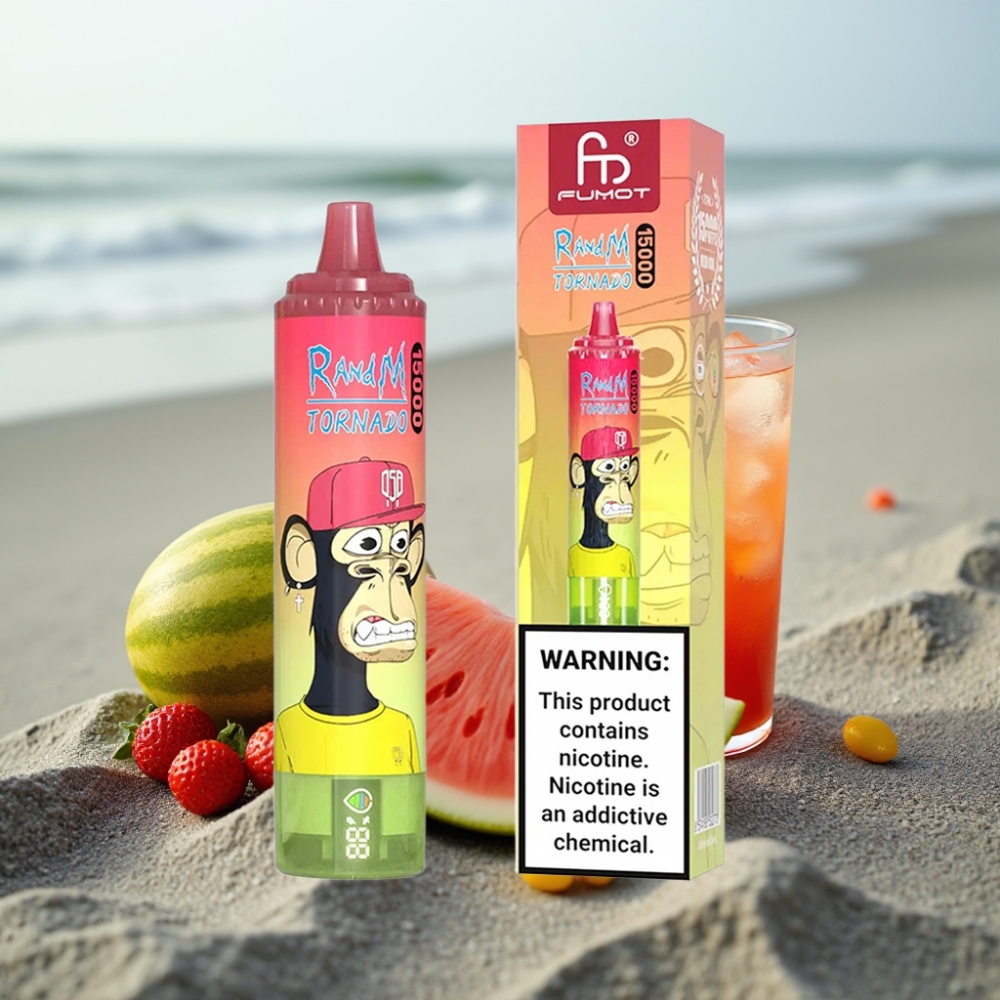RandM Fumot Tornado 15000 Puffs 25ml Strawberry Watermelon Lemonade Typ-C LCD Mesh Coil