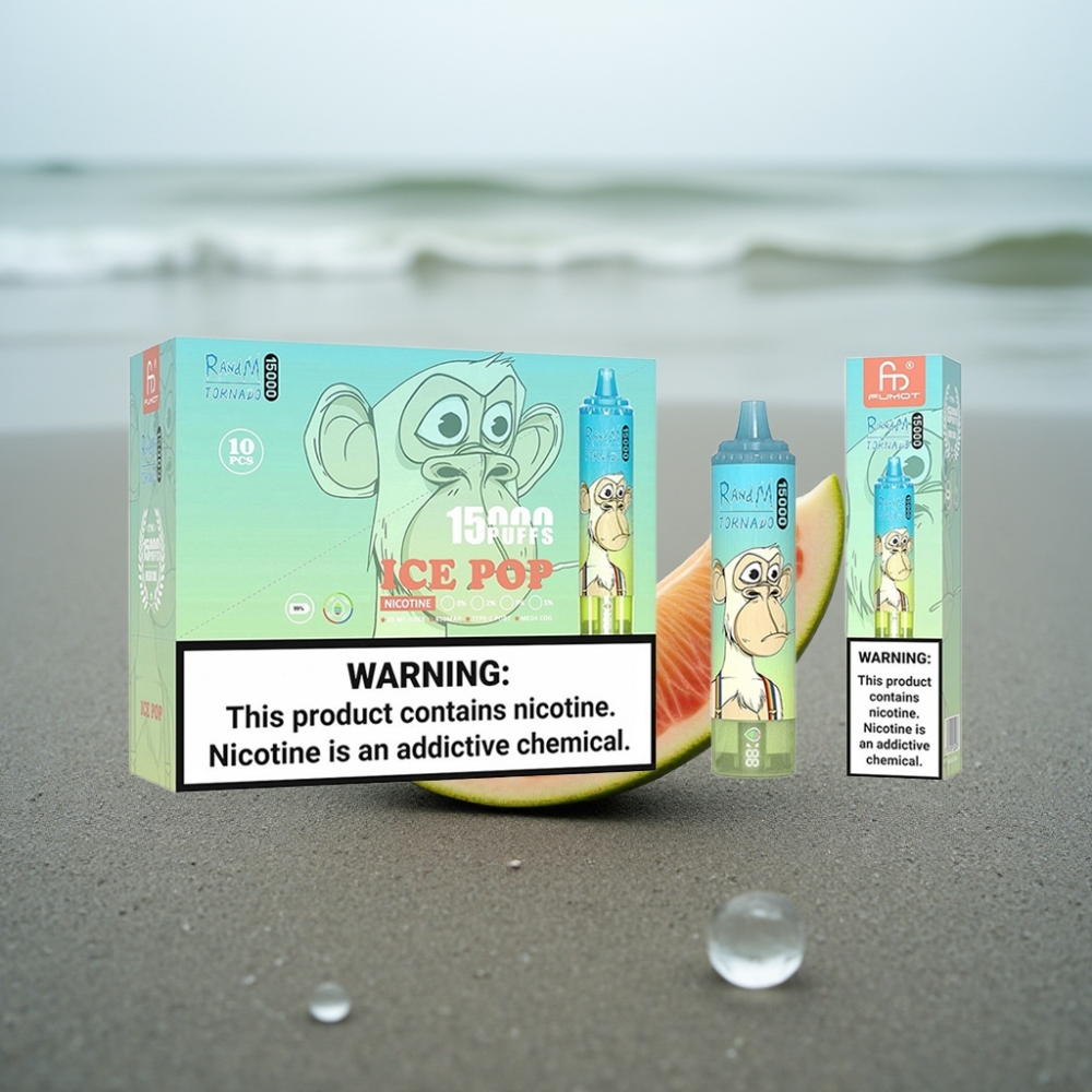 RandM Fumot Tornado 15000 Płynów Disposable Vape Lód Pop 25ml 850mAh Typ-C LCD