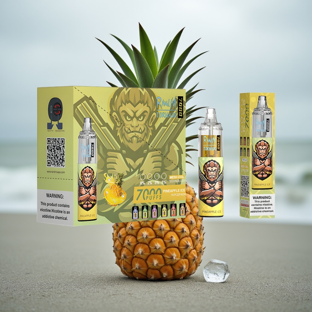 RandM Fumot Tornado 7000 Dymek Jednorazowy 14ML Ananas Lód RGB Typ-C Powietrze