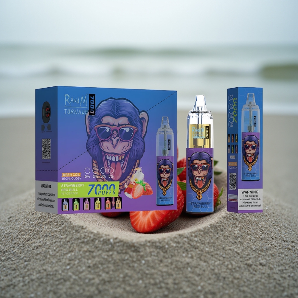 RandM Fumot Tornado 7000 Puffs 14ML 850MAH Miętowa Czerwona Byk Typ-C RGB Powietrze