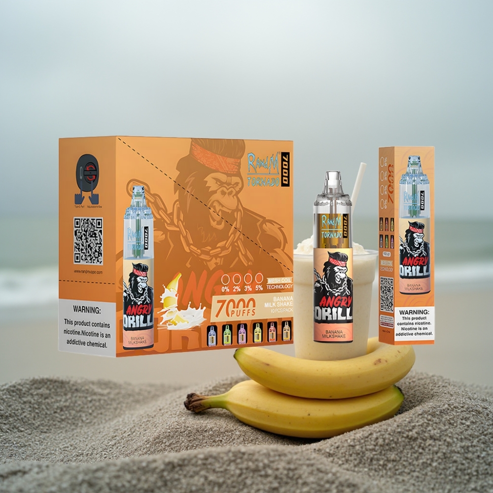 RandM Fumot Tornado 7000 Puffs 14ML 850MAH Typ-C RGB Air-Adjustable Bananowy Koktajl Mleczny