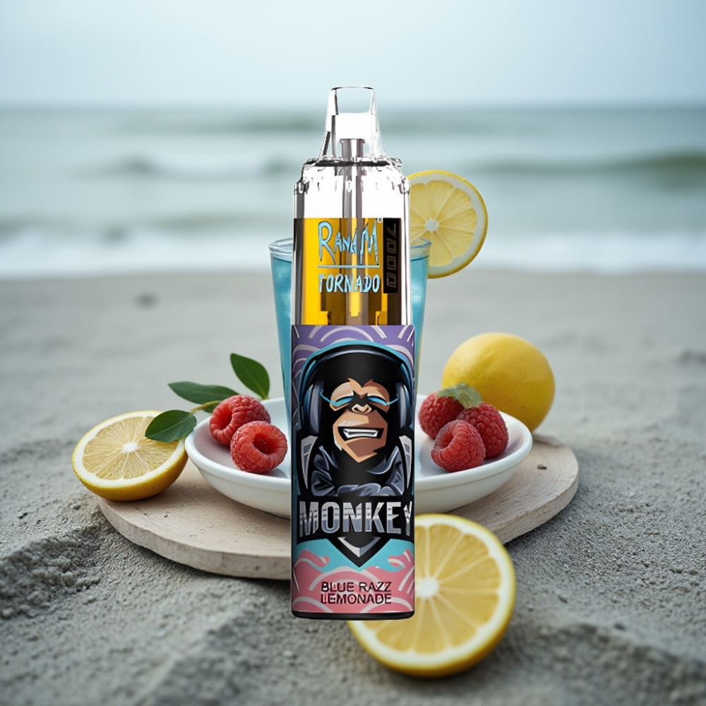 RandM Fumot Tornado 7000 Puffs 14ML 850MAH Typ-C RGB Smak Blue Razz Lemonade
