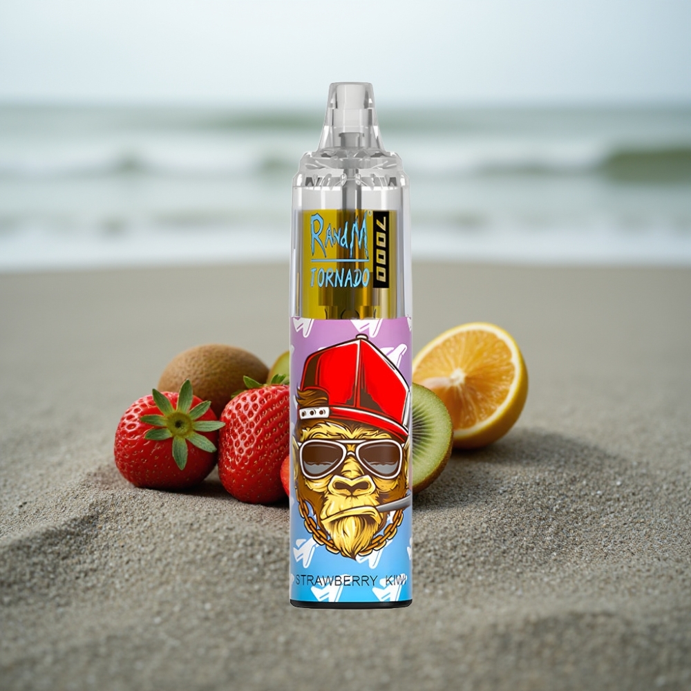 RandM Fumot Tornado 7000 Puffs 14ML 850MAH Typ-C RGB Truskawka Kiwi
