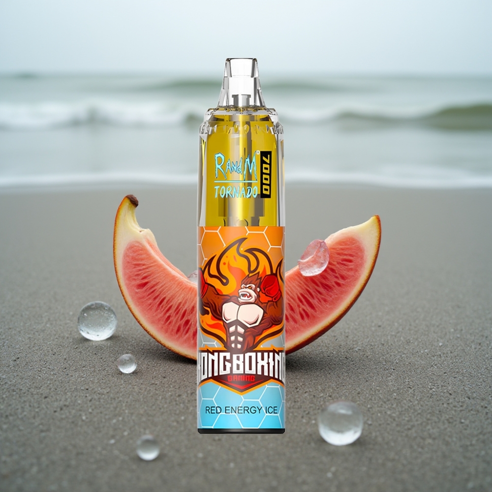 RandM Fumot Tornado 7000 Puffs Disposable Vape Czerwona Energia Lód 14 ML 850 MAH Mesh Type-C RGB 0-5 Nic