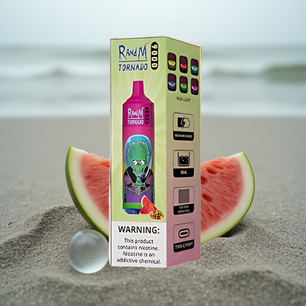 RandM Tornado 9000 Puffs 850 mAh 18 mL Mango-Bąbelkowy Gumowy Mesh RGB