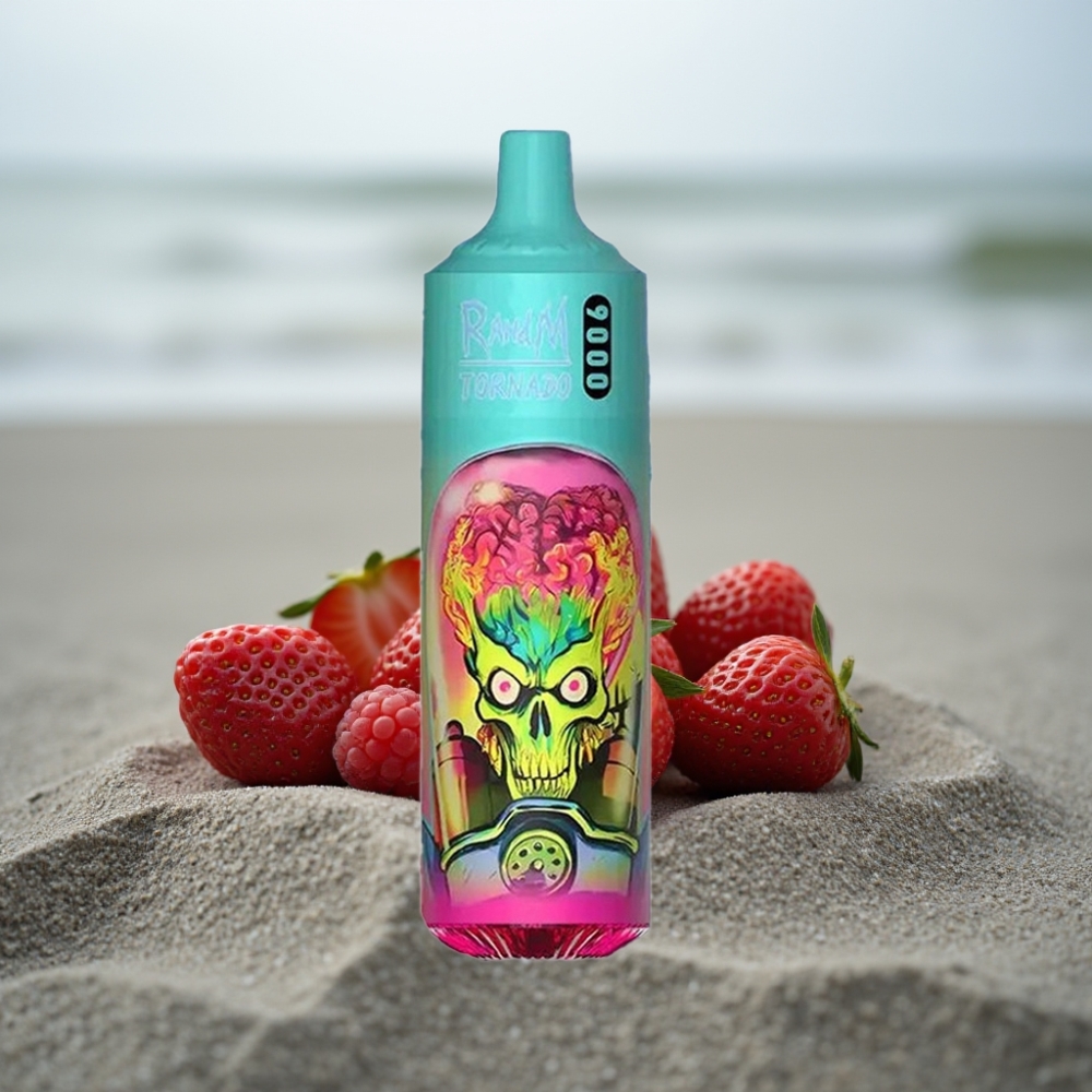 RandM Tornado 9000 Puffs 850 mAh 18 mL Mesh Coil RGB Truskawka Malina