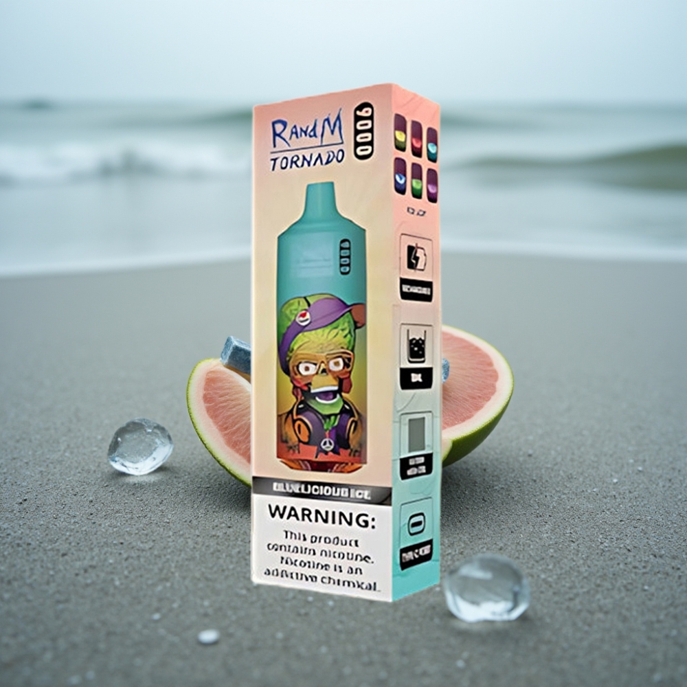 RandM Tornado 9000 Puffs 850 mAh 18 mL Myszka RGB 54 Smaki Lodowaty Błękit