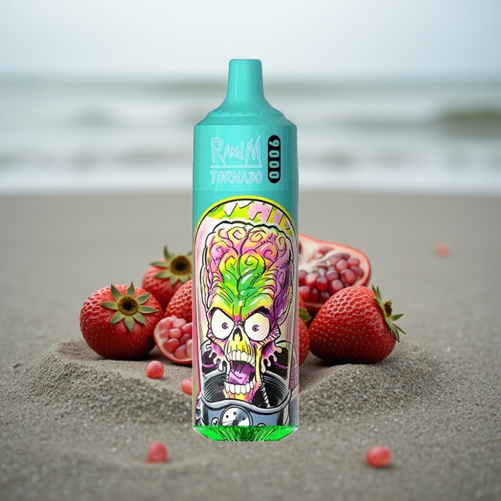 RandM Tornado 9000 Puffs Ładowany 850 mAh 18 mL Mango Granat Wyświetlacz RGB