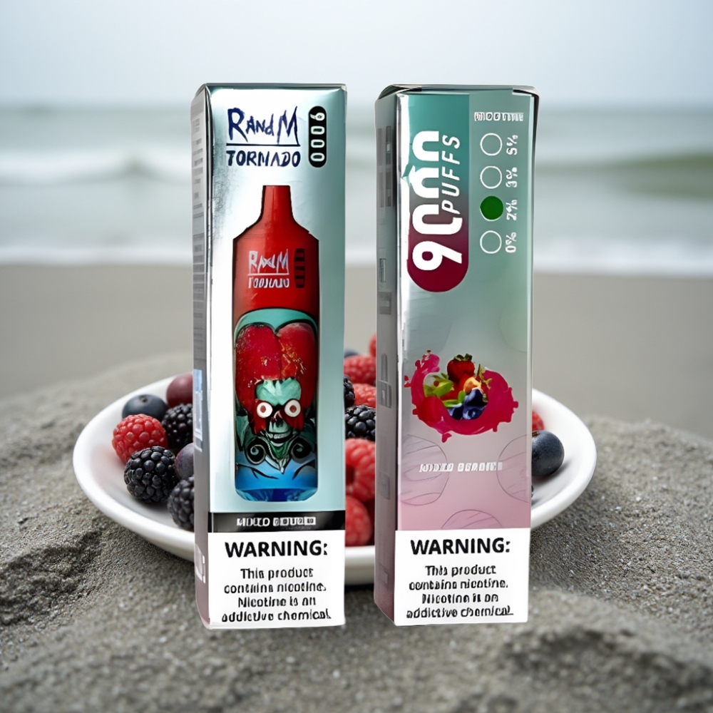 RandM Tornado 9000 Puffs Ładowany 850 mAh 18 mL Mesh Ekran RGB Mieszane Jagody