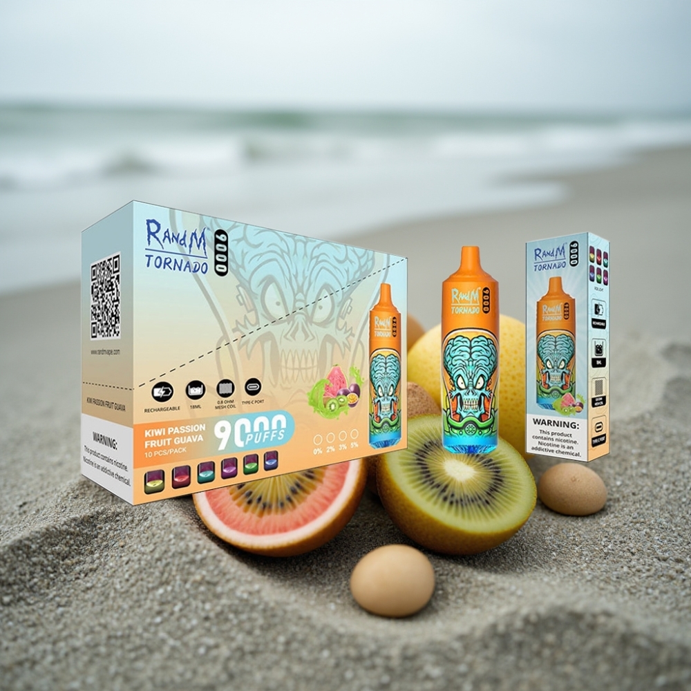 RandM Tornado 9000 Pufów Akumulator 850 mAh Pojemność 18 mL Smak Kiwi Marakuja Guawa
