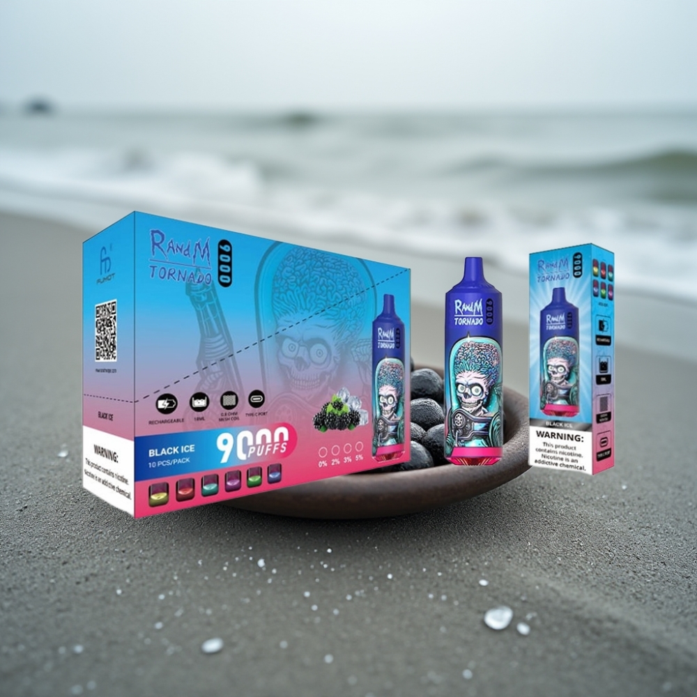 RandM Tornado 9000 Pufów Bateria 850 mAh Płyn 18 mL Czarny Lód