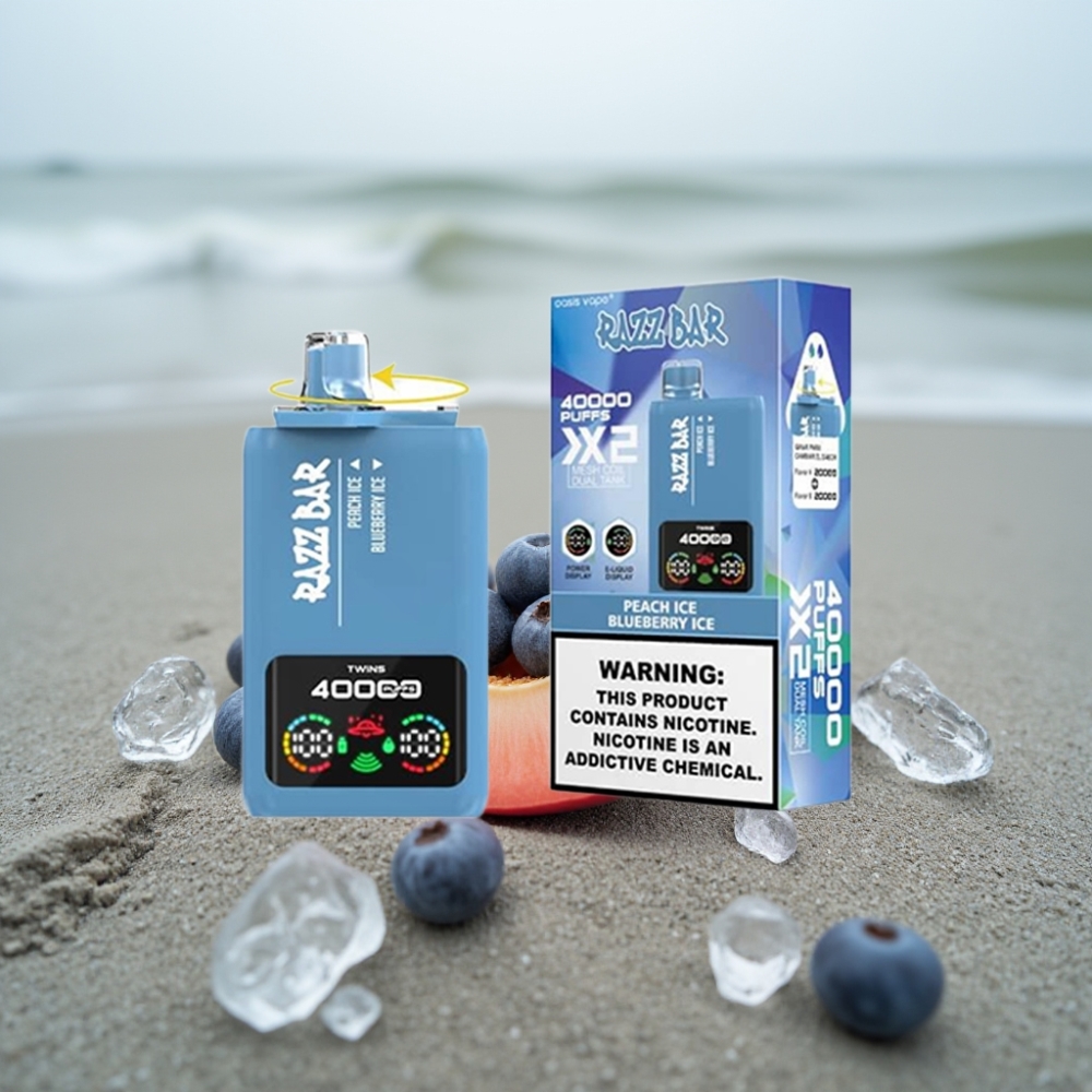 Razz Bar 40000 Puffs Wyświetlacz Moc Brzoskwiniowy Lód  Jagodowy Lód