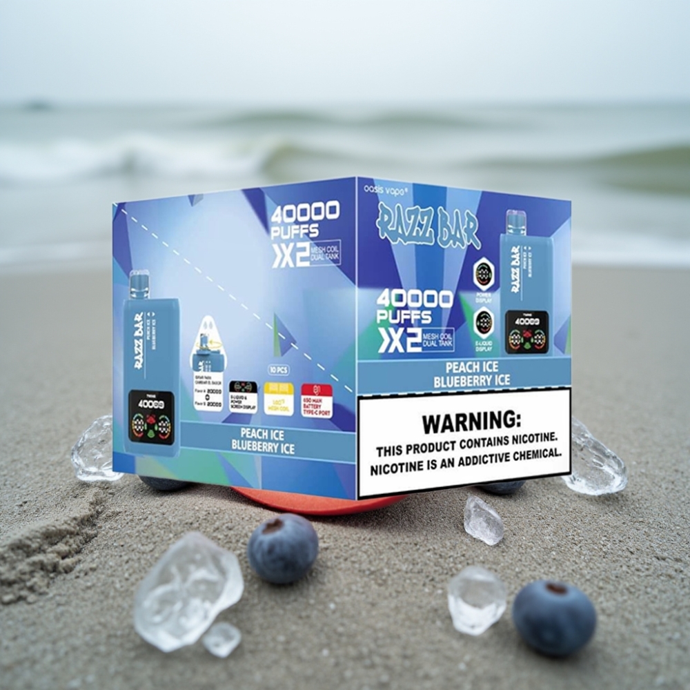Razz Bar 40000 Puffs Wyświetlacz Moc Brzoskwiniowy Lód  Jagodowy Lód