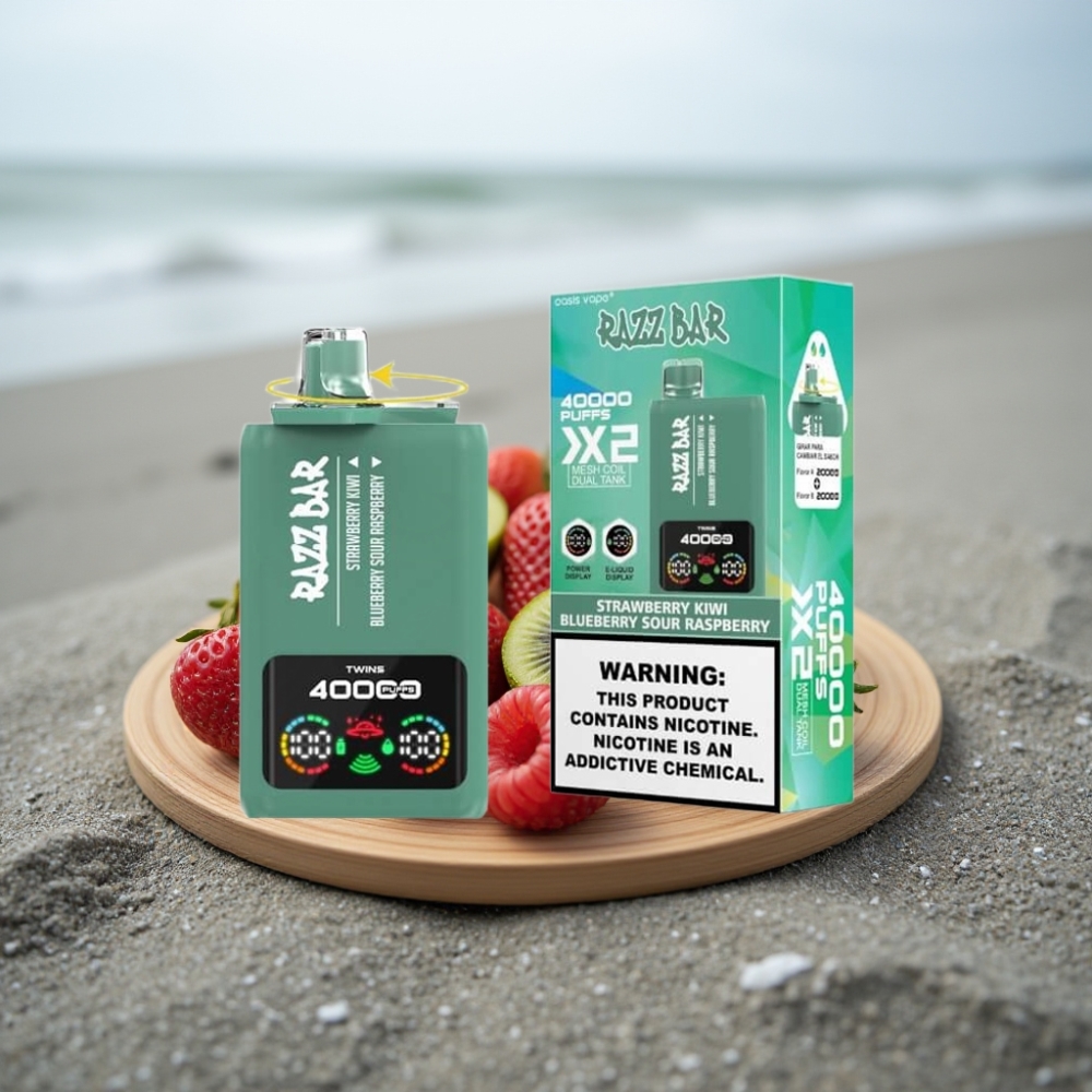 Razz Bar 40000 Puffs Wyświetlacz Moc Smak TRUSKAWKA KIWI  JAGODA KWAŚNA MALINA