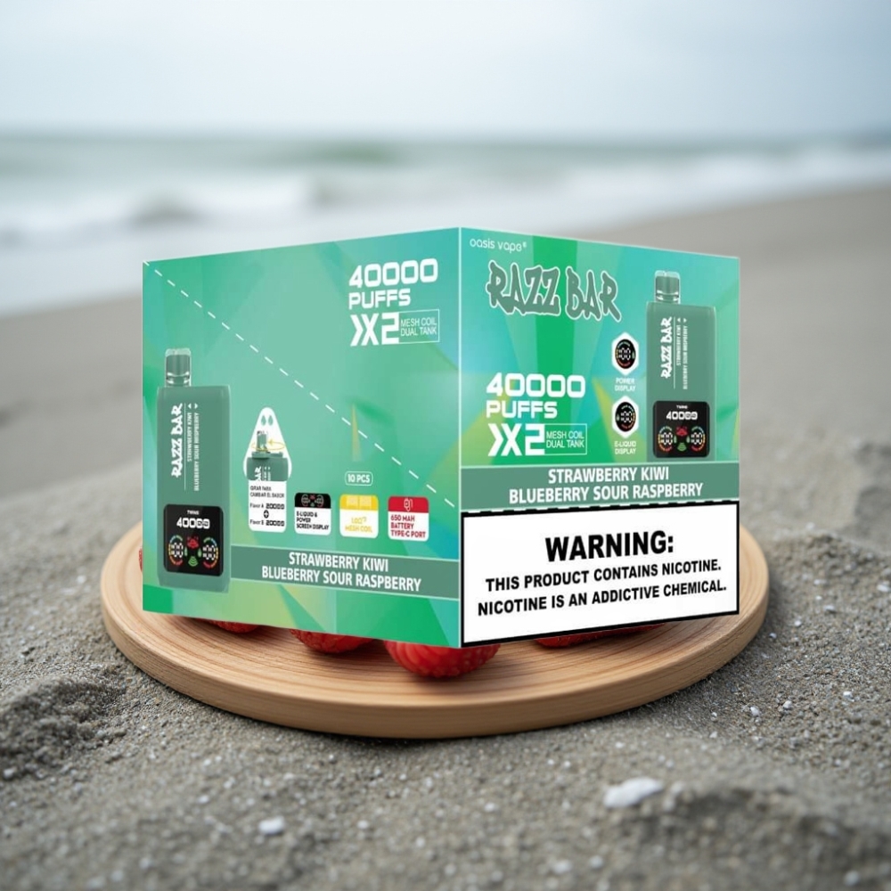 Razz Bar 40000 Puffs Wyświetlacz Moc Smak TRUSKAWKA KIWI  JAGODA KWAŚNA MALINA