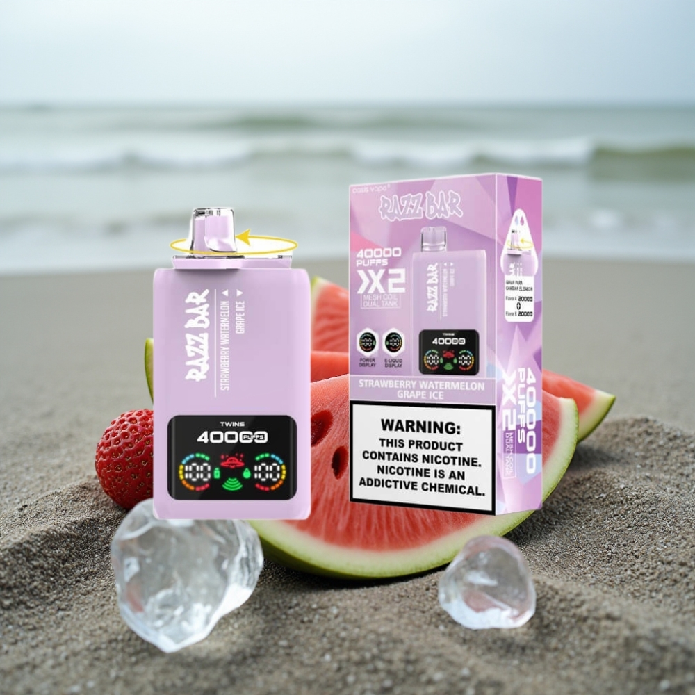 Razz Bar 40000 Puffs Wyświetlacz Mocy TRUSKAWKA ARBUZ  LÓD WINOGRONO