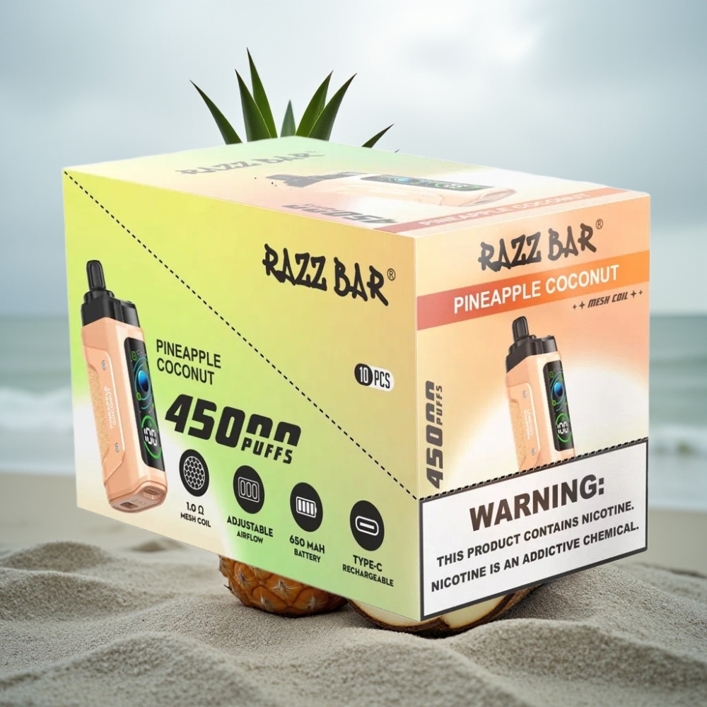 Razz Bar 45000 Puffs Disposable Vape Ananas Kokos 10 Ohm 650 mAh Typ-C
