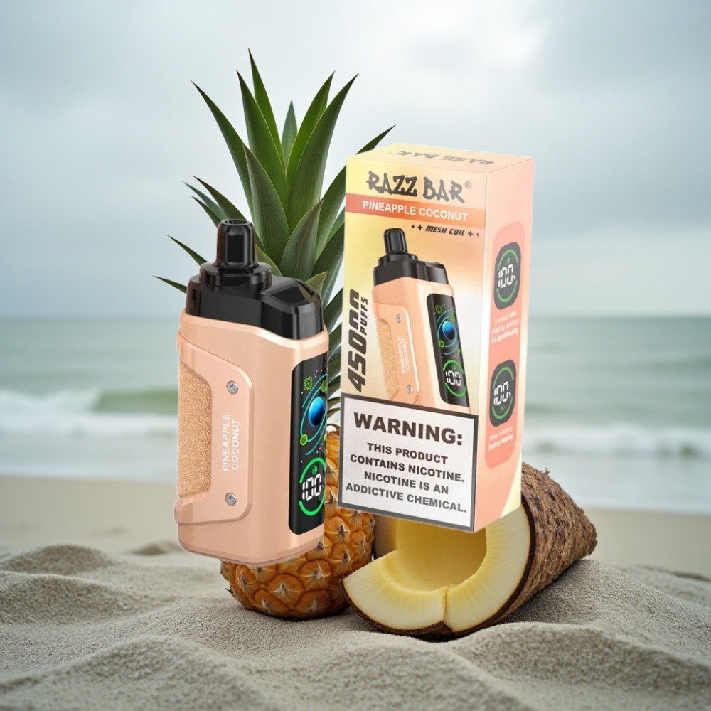 Razz Bar 45000 Puffs Disposable Vape Ananas Kokos 10 Ohm 650 mAh Typ-C